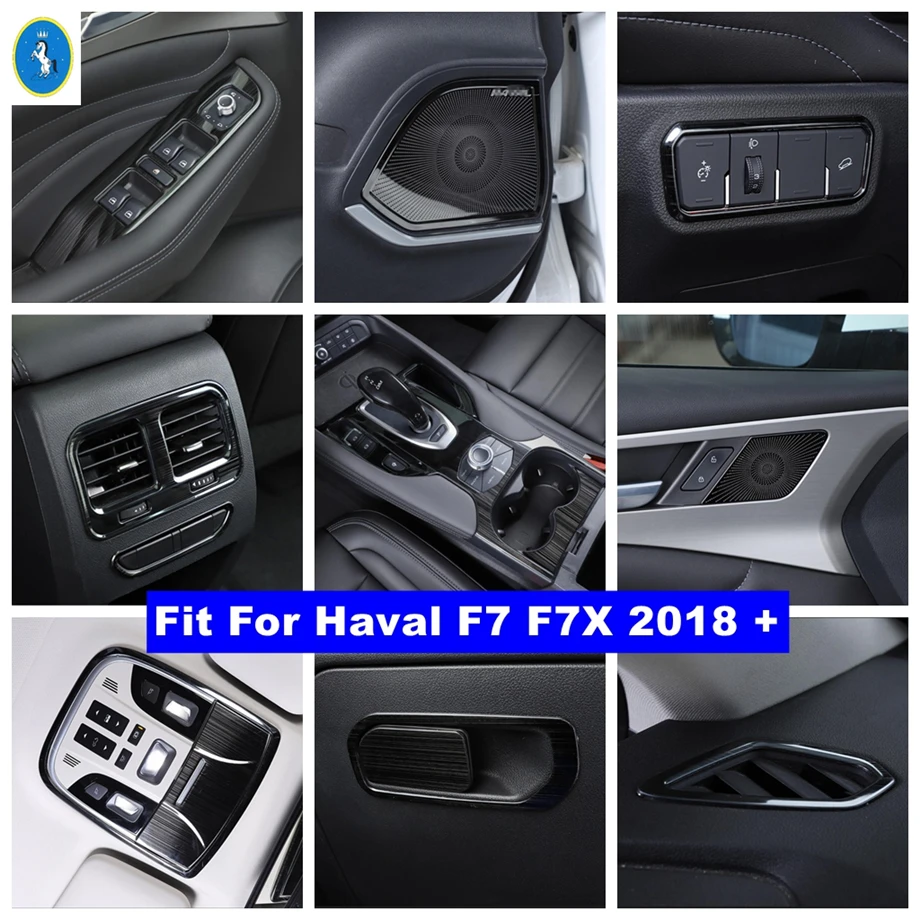 

Black Brushed Interior Refit Kit Head / Reading Lamps / Lift Button / Air AC / Gear Box Cover Trim For Haval F7 F7X 2018 - 2021