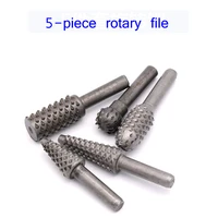 5pcs file drill bits rasp set drill grinder drill rasp for woodworking carving tool 14 round shank rotary burr set