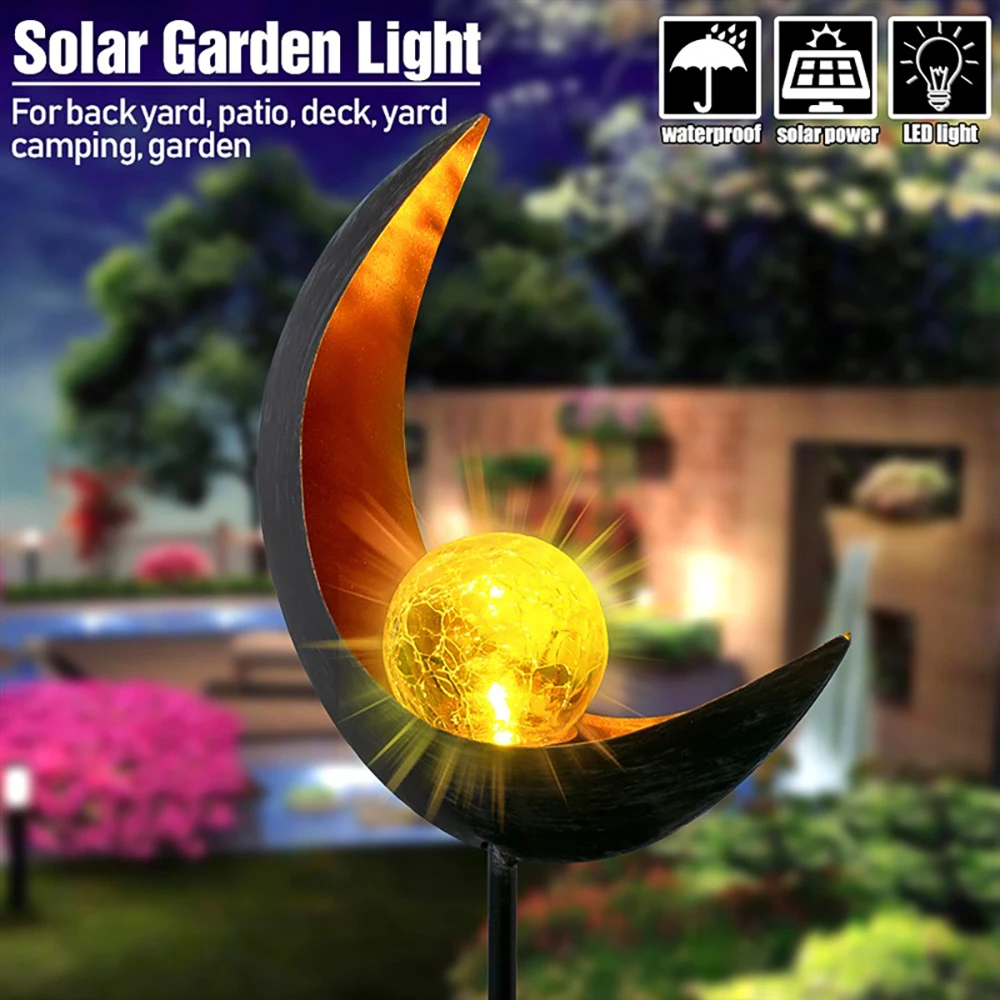 

LED Solar Garden Lamps Hollow Out Moon Iron Outdoor Lamp Landscape Lamps Control Induction Pathway Lawn Multifunctional Lamps