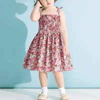 fashion toddler baby girls floral princess dress for kids girl ruched strap dress for summer girl beach dress children clothes