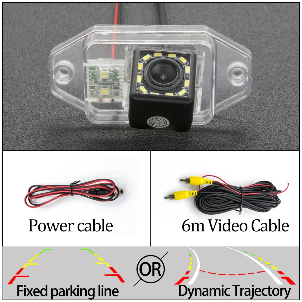 12LED Camera Only Камера заднего вида CCD с фиксированной или динамической траекторией для Toyota Land Cruiser серии 120/Prado 2700 4000 Автостоянка аксессуары - Название цвета: 12LED Camera Only