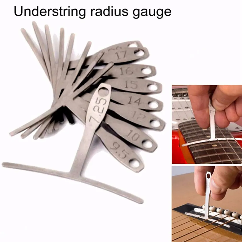 

9pcs Guitar Spoke Gauge T-Shape Ruler Fingerboard Measure Luthier Tool Neck Frets Arc Adjustment Measure Caliper