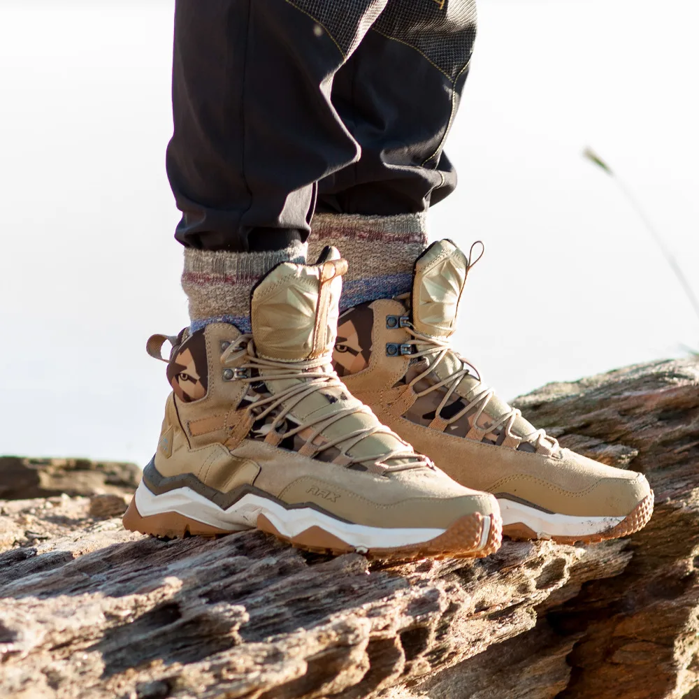 Harga RAX Pria Tahan Air Sepatu Hiking Kulit Asli Trekking Sepatu Taktis Luar Ruangan Semata Kaki Berjalan Sepatu Gunung