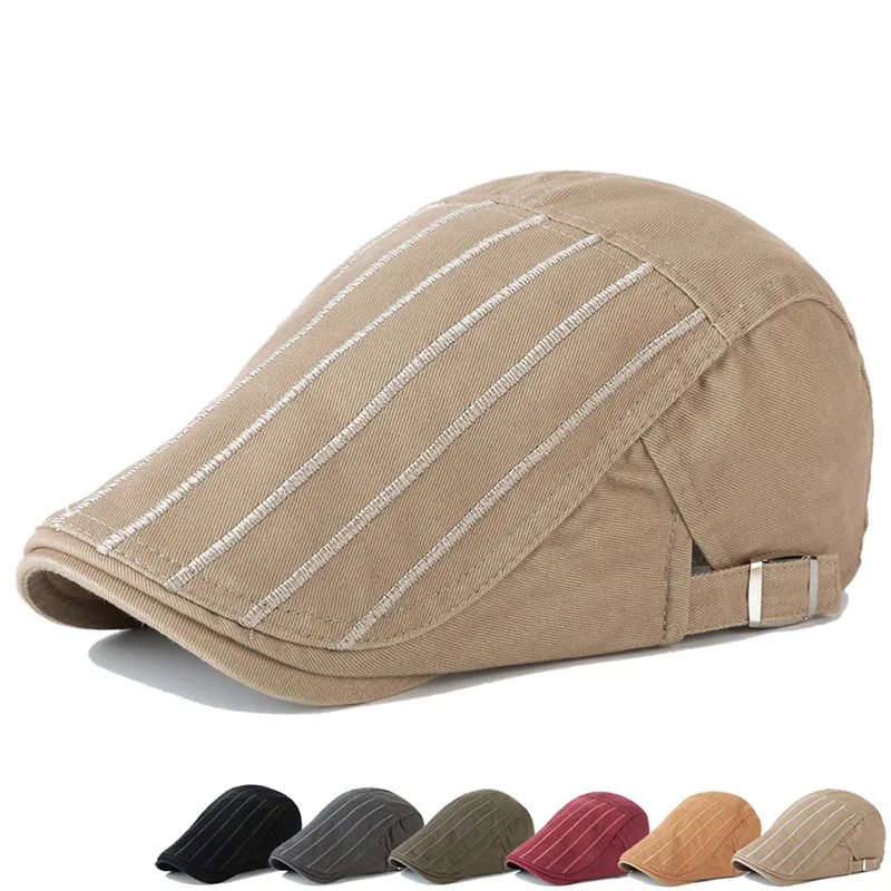 

British Spring Summer Stripes Male Hat Casual Beret Newsboy Fashion Caps