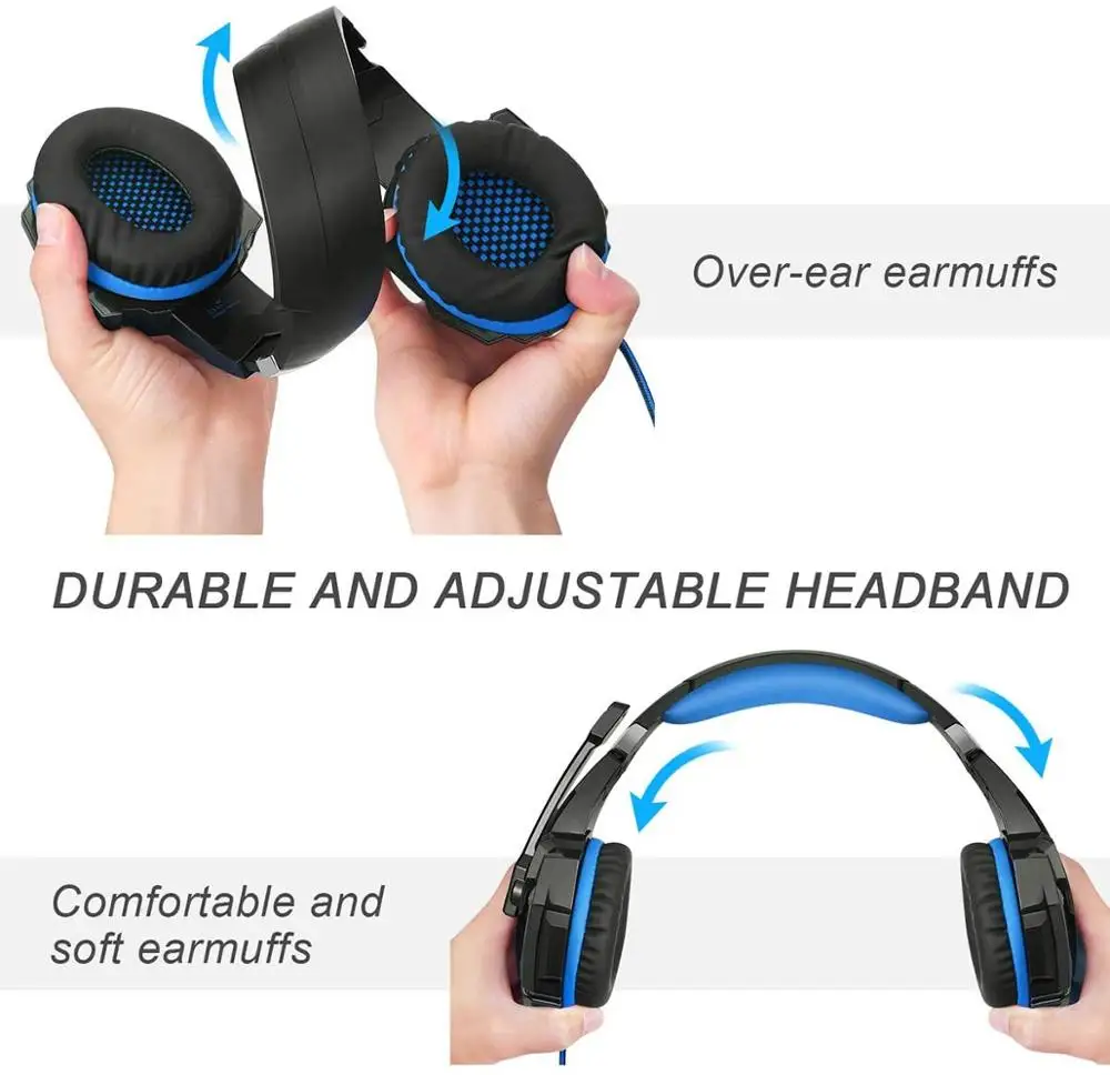 

G9000 Stereo Gaming Headset Noise Cancelling Over Ear Headphones with Mic, LED Light Bass Surround, Soft Memory Earmuffs for PC