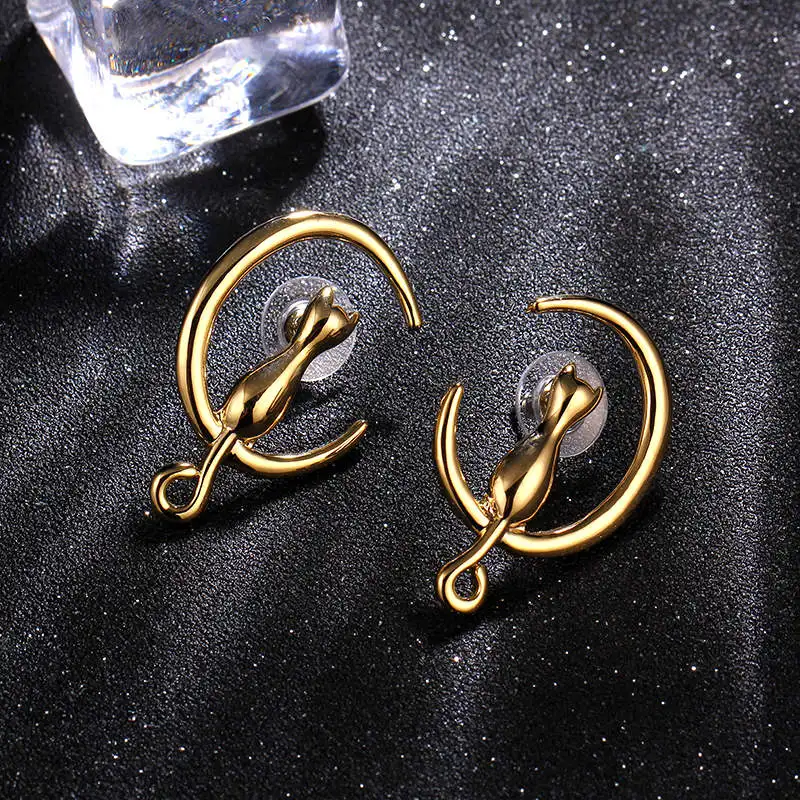 JE776GL 24KGP серьги-гвоздики со львом для женщин, винтажные жемчужные серьги, вечерние ювелирные изделия, Прямая поставка - Окраска металла: JE776GL