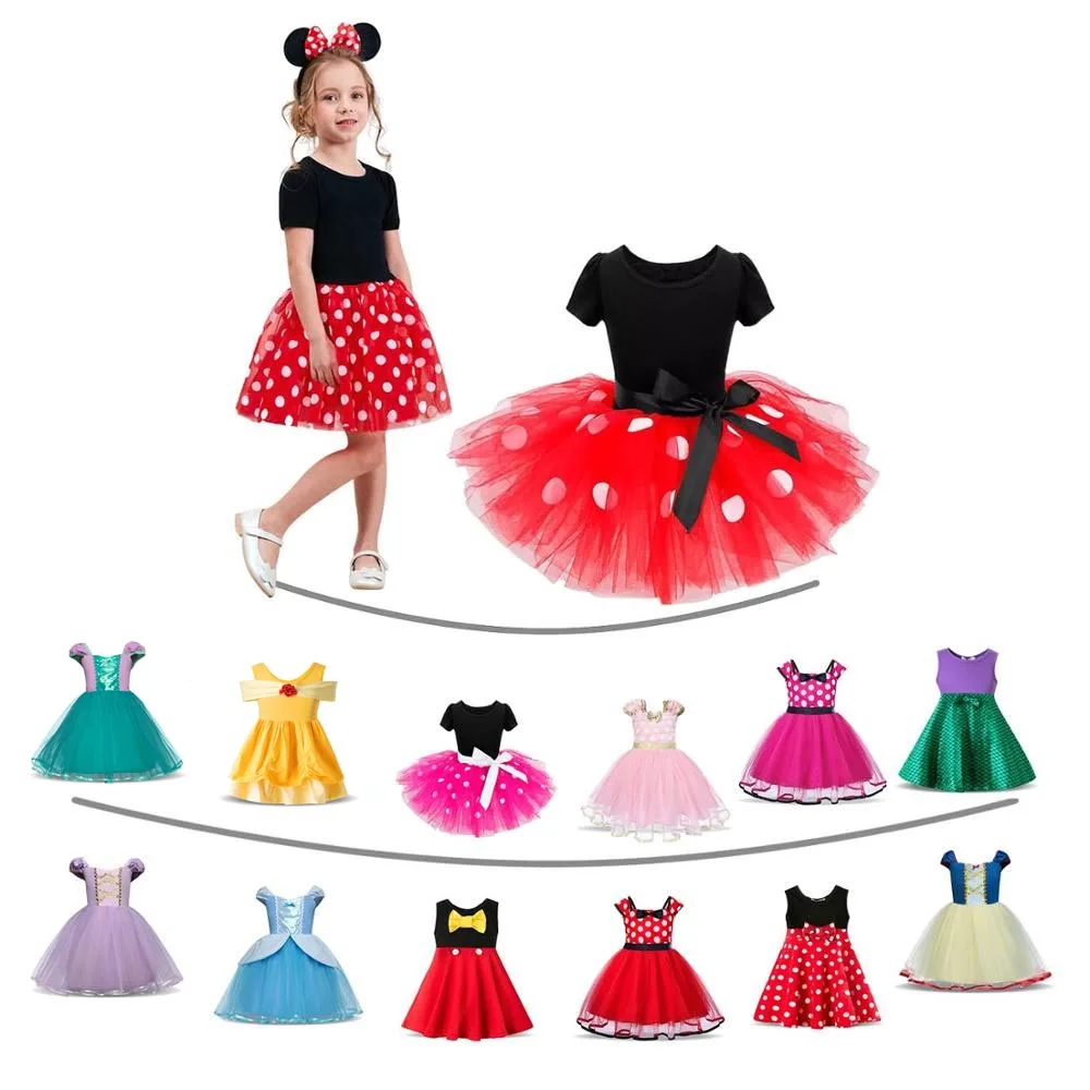 Платье в горошек для девочек костюм косплея на Хэллоуин одежда дня рождения