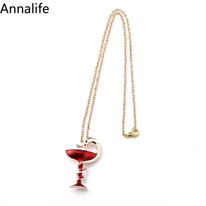 Новинка 2019 ожерелье с подвеской в виде бокала вина Дамское бутылки змеи |