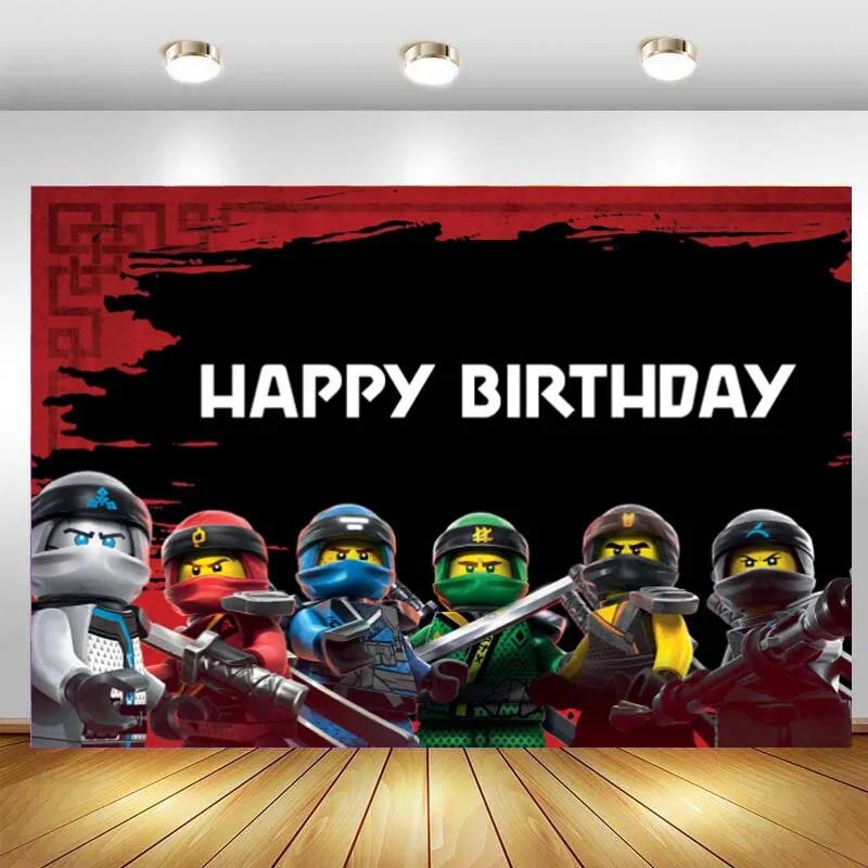 

Ninja Backdrop Baby Shower Boys Happy Birthday Party Custom Photography Background Photo Booths Studio Props Decoration Banner