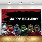 Ninja фон малыш душ Мальчики счастливый День рождения Фотофон по индивидуальному дизайну, фон Фотокабины студия реквизит украшения баннер