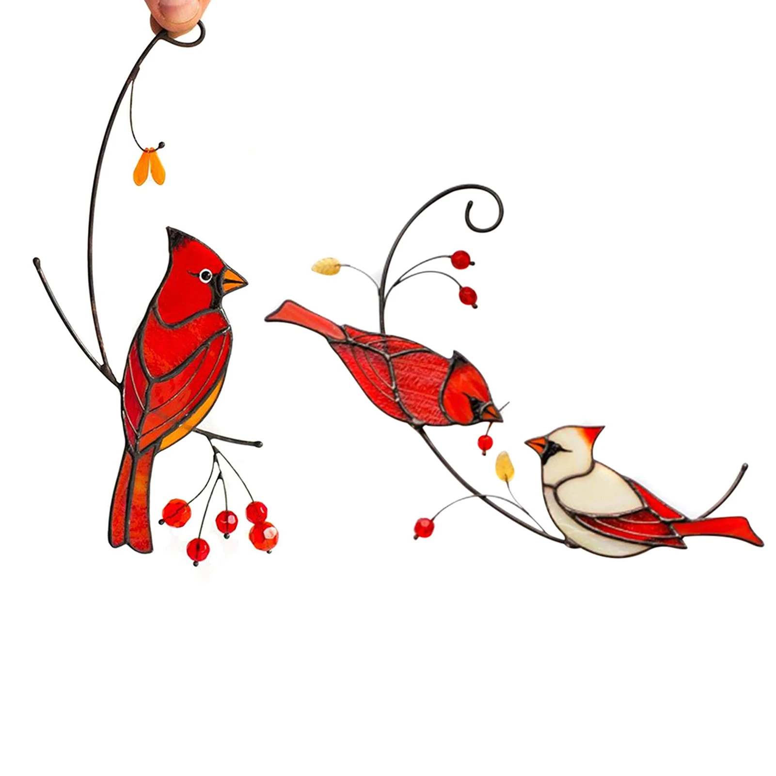 

High Quality Little Red Bird Stained Glass Ornament Epoxy Craft Home Window And Wind Chime Ornaments A Symbol Of Pure Love
