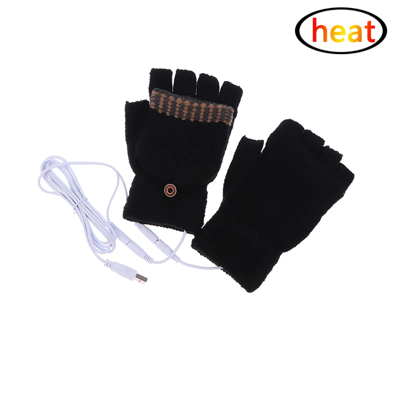 

Men's Women's Secure USB 5V Heating Gloves Hand Warmers Winter Warm Mittens Hand Laptop Half Fingerless Electric Heating Gloves