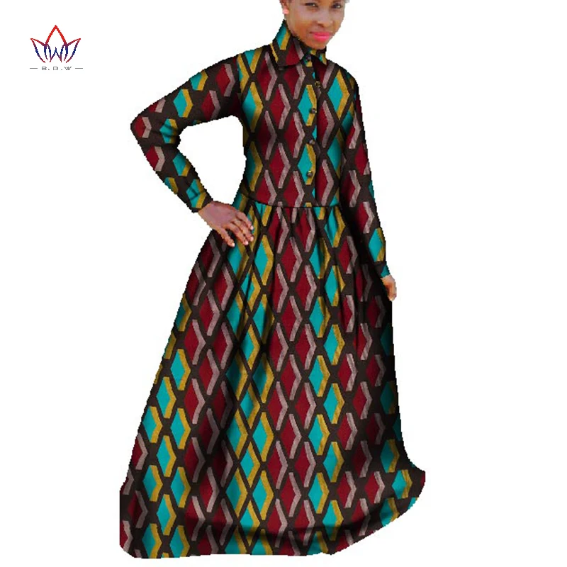 

African Dress African Women Clothing Long Sleeve Maxi Dress Bazin Rich 6XL t Shirt Dress Dashiki Dresses African Clothing WY529
