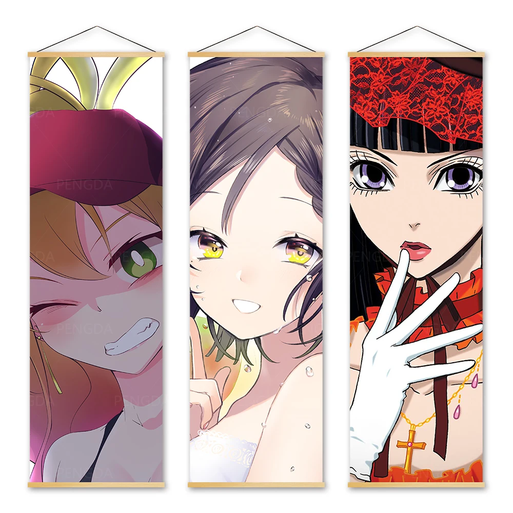 

Canvas Home Decor Yamato Nadeshiko Shichihenge Poster Print Pictures Wall Art Japanese Anime Role Wooden Scroll Hanging Painting