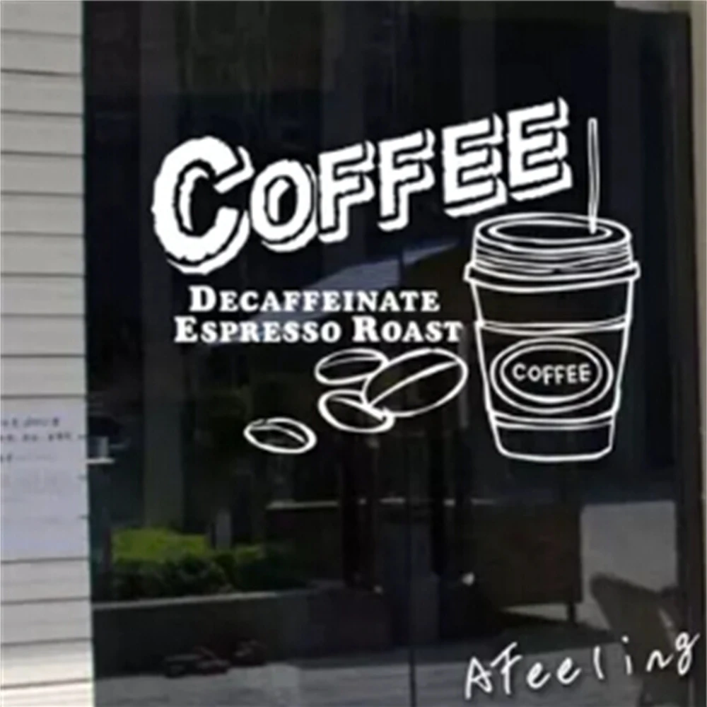 

Coffee Drink Store Window Decoration Shop Name Advertising Sign Sticker Advertising Poster Wall Sticker