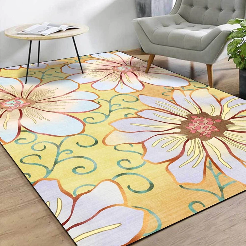 

Soft Shaggy Water Absorbent Bathroom Door Mat American Fresh Big Flower Printed Carpet Kids Bedroom Bedside Non-Slip Area Rugs