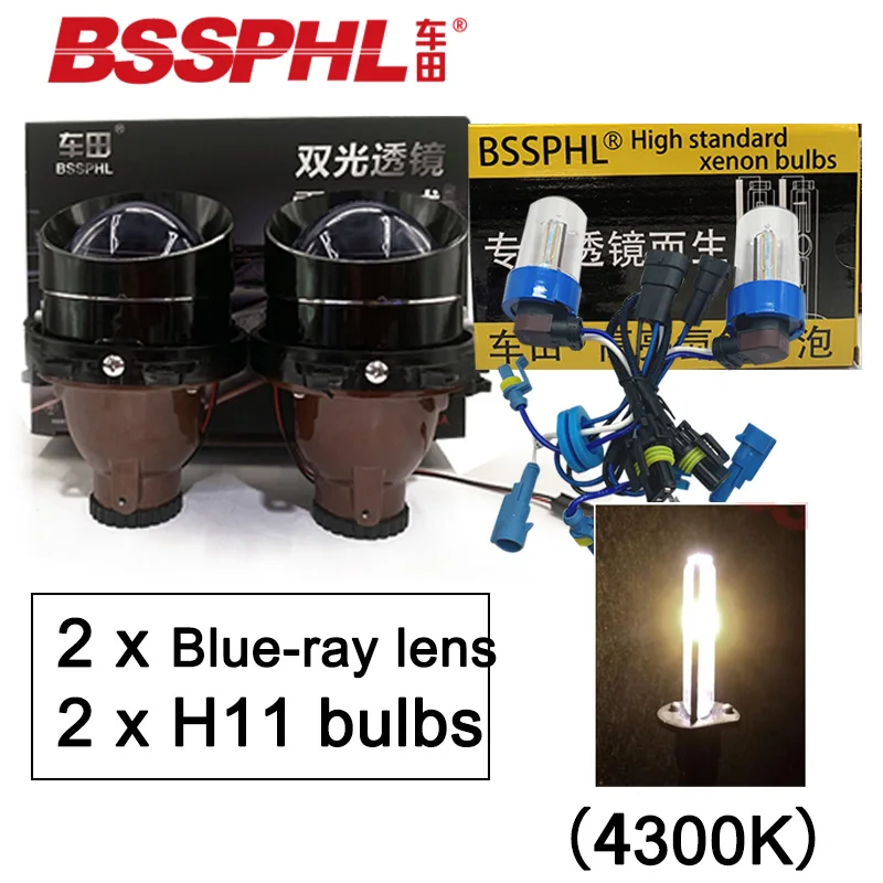 4300k warm white BSSPHL авто-Стайлинг дальнего света 3,0 дюймов би-ксенон объектив проектора h11 h2h лампы Противотуманные фары объектив для автомобиля модифицированный подходит для Toyota Previa PRIUS RAV4 VIOS VERSO S YARIS - Цвет: 4300k warm white
