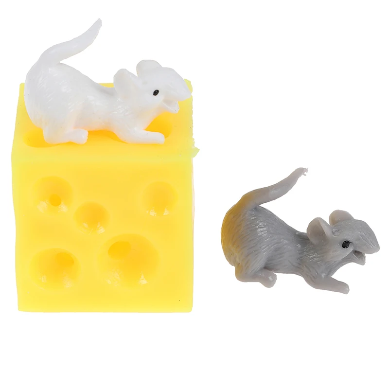 

Mice and Cheese finger Squeeze Toys Stretchy Mice Hide In Cheese Hole Block