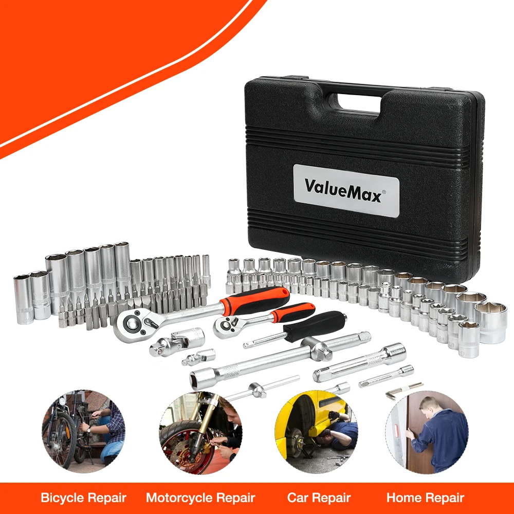 ValueMax 108PC Hand Tool Sets Car Repair Kit Set Workshop Mechanical Tools Box for Home Socket Wrench Screwdriver | Инструменты
