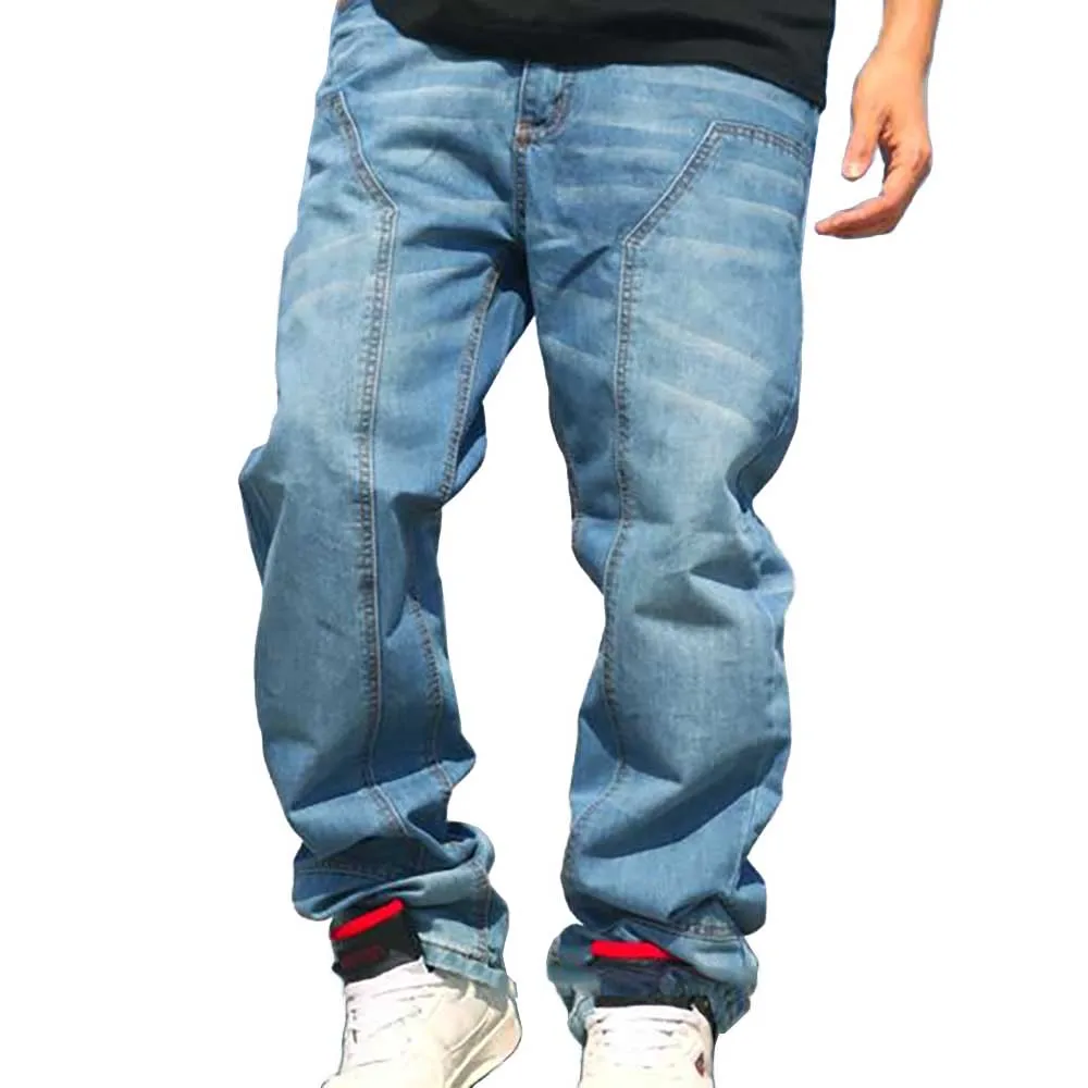 

Plus Size Fashion Jeans Men Casual Denim Pants Loose Baggy Jeans Straight Trousers Hiphop Harem Jeans Streetwear Men Clothing