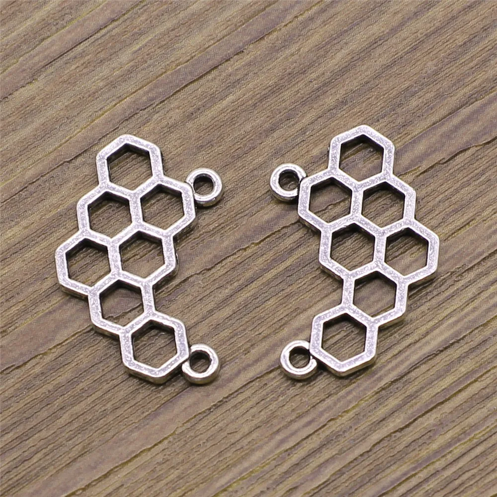 

10pcs 24x15mm Antique Silver Color Honeycomb Connector Charms Connector For Jewelry Making Jewelry Findings