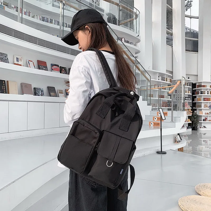 Женский холщовый рюкзак водонепроницаемый Розовый школьный для ноутбука сумка