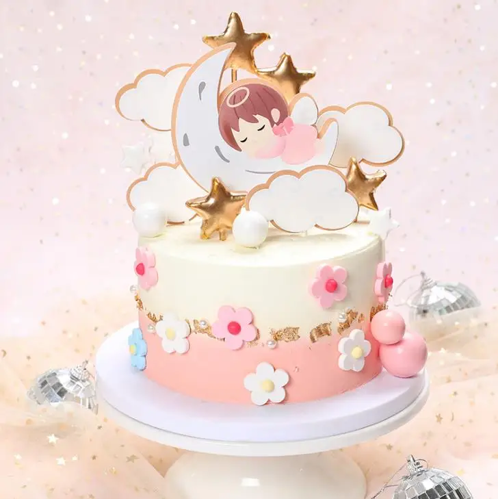 5 шт./компл. милый ангел луна облако Капкейк с надписью Baby флаги дети мальчики