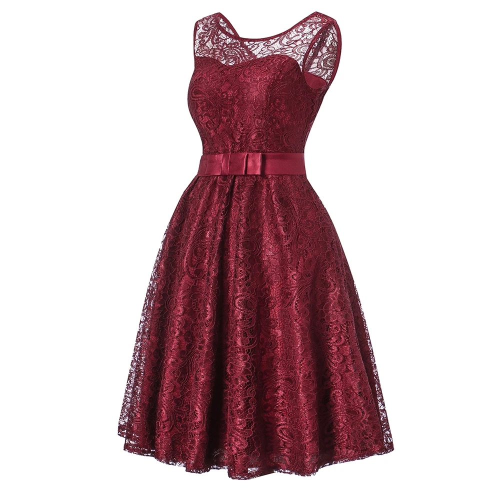 Женское модное популярное платье без рукавов с бантом винтажное кружевное
