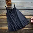 Блузка ZANZEA женская с цветочным кружевом, вязаная крючком, элегантная Свободная Повседневная рубашка на бретелях-спагетти, топ с круглым вырезом, на лето