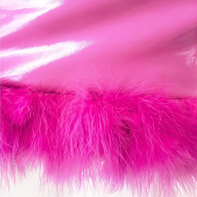 Slaygirl, облегающее платье с перьями, сексуальное, Осеннее, кожаное, женское платье, вечерние, на тонких бретельках, ПУ, розовое платье, новое, элегантное, Клубное, Vestido