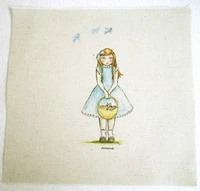 cotton and hemp fabric pure hand printed canvas dining mat mouse pad apron pocket blue skirt girl