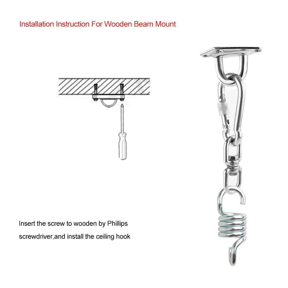 

12pcs Hammock Chair Hanging Accessories Kit Stainless Steel Spring+Swivel Hooks+Ceiling Mount for Ceiling Indoor/Outdoor