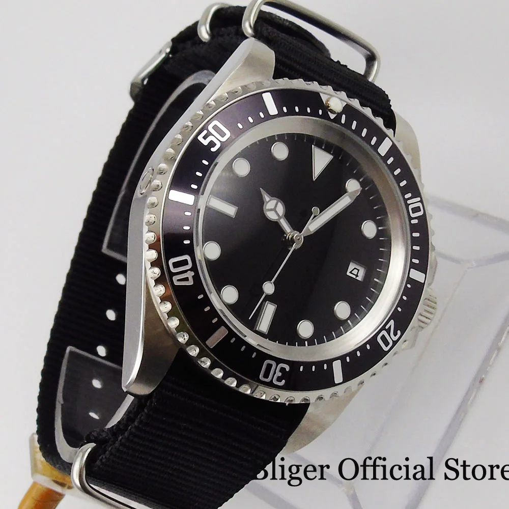 Простые стерильные мужские наручные часы Nologo с автоподзаводом и вставкой в