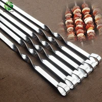 duolvqi 6pcsset barbecue meat string skewers chunks of meat stainless steel churrasqueira roast stick for bbq outdoor picnic