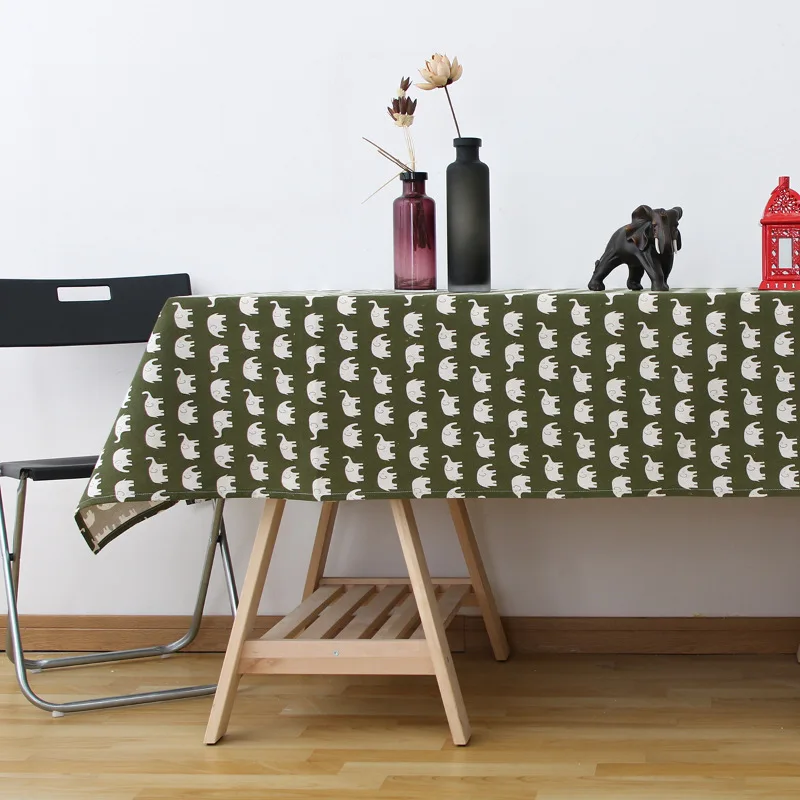 

"Русалка" симпатичная верхняя одежда зеленый слон ткань из хлопка и льна компьютерное кресло кофе скатерть покрытие стола обеденный стол тк...