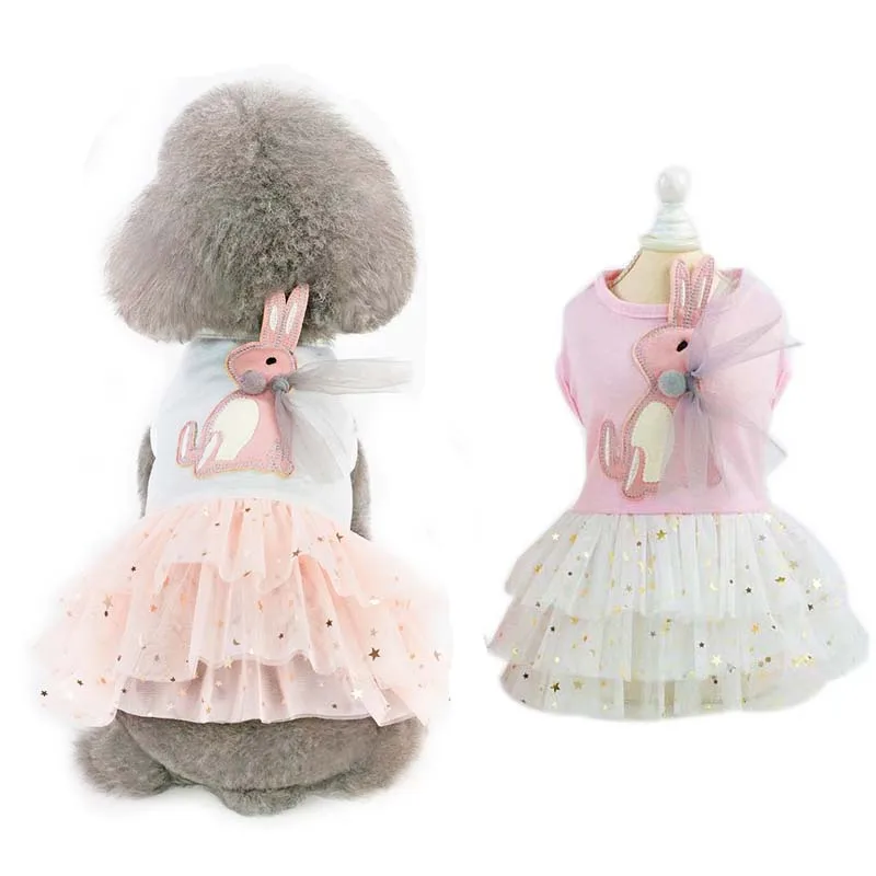 Маленькая собака платье забавный кролик Фатиновые юбки пачки с золотыми
