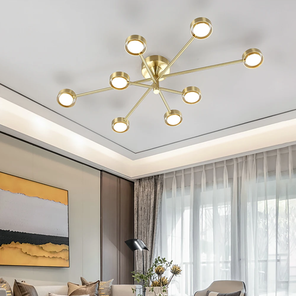 Разветвленная структура люстра вращающаяся Золотая лампа креативное подвесное