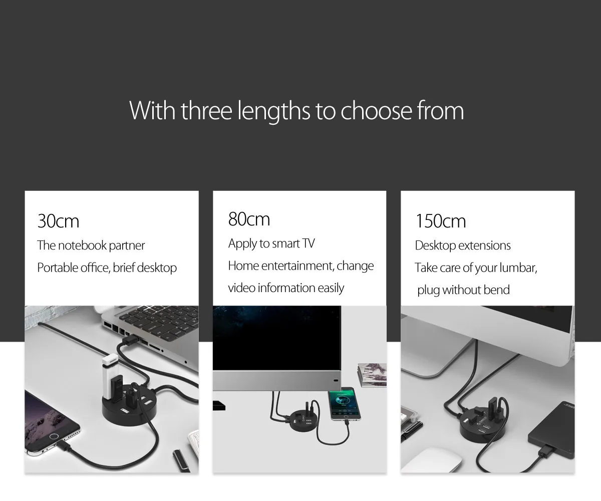 ORICO мини 4, 8 Порты и разъёмы USB 2,0 концентратор Высокоскоростной USB разветвитель для ПК Компьютерные аксессуары Mac/Windows OTG концентратор-черный/белый