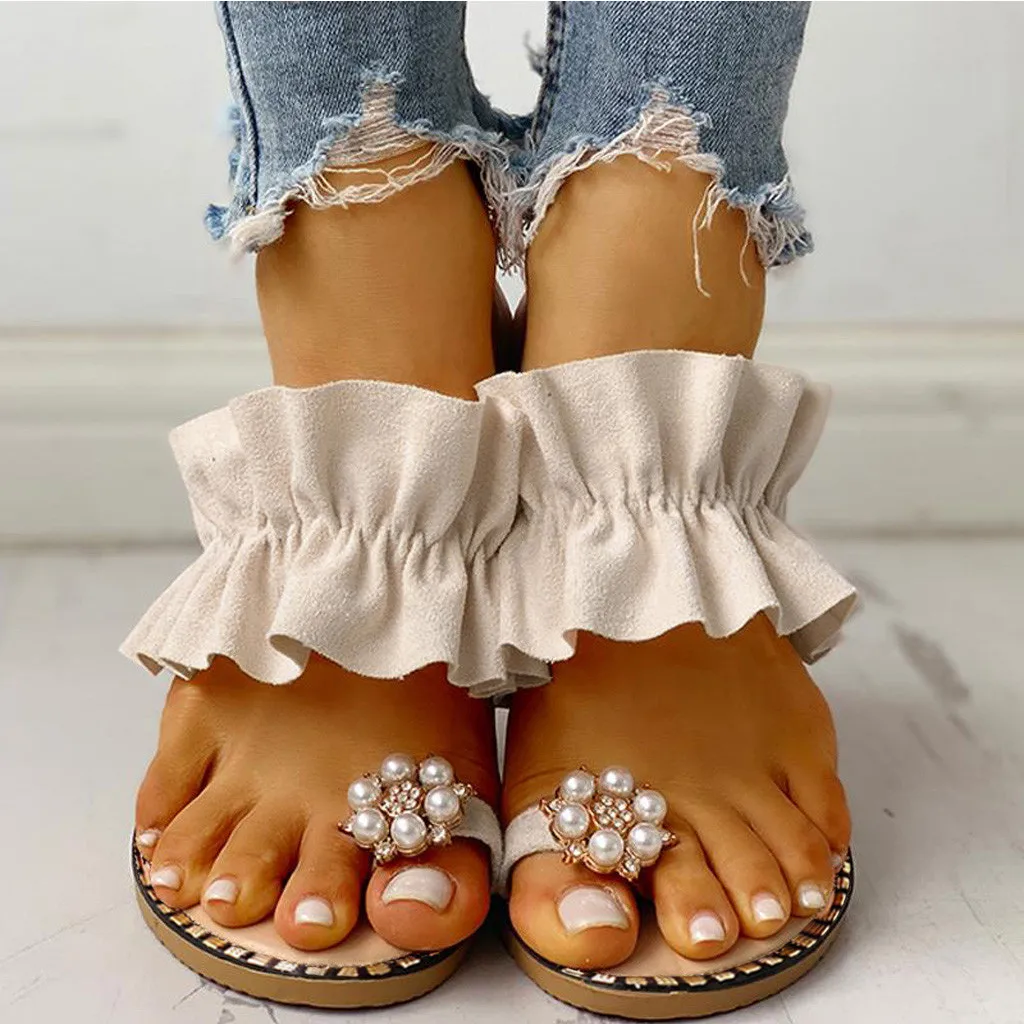 Женские отделан &quotжемчугом&quot Обувь на плоской подошве в богемном стиле Стиль