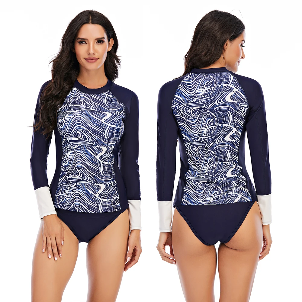 Женский раздельный купальник rashguard из двух предметов с длинным рукавом и защитой