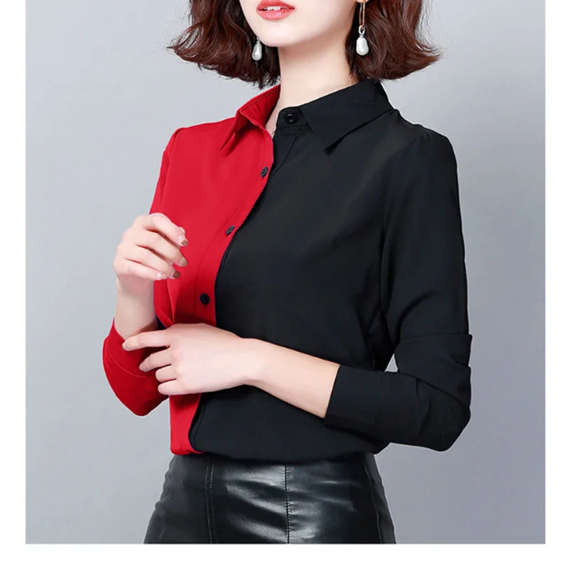 Блузы размера плюс женские рубашки 2021 осень отложной воротник повседневные