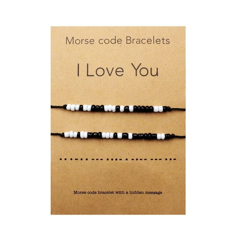 

I Love You Morse Code Bracelet Couples Matching Bracelets for Him or Her, Boyfriend and Girlfriend, Mother and Daughter