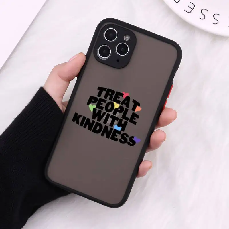 

treat people with kindness Phone Case Matte For iPhone 12 Mini 11 Pro XR XS Max 7 8 Plus X Hard PC Back Cover