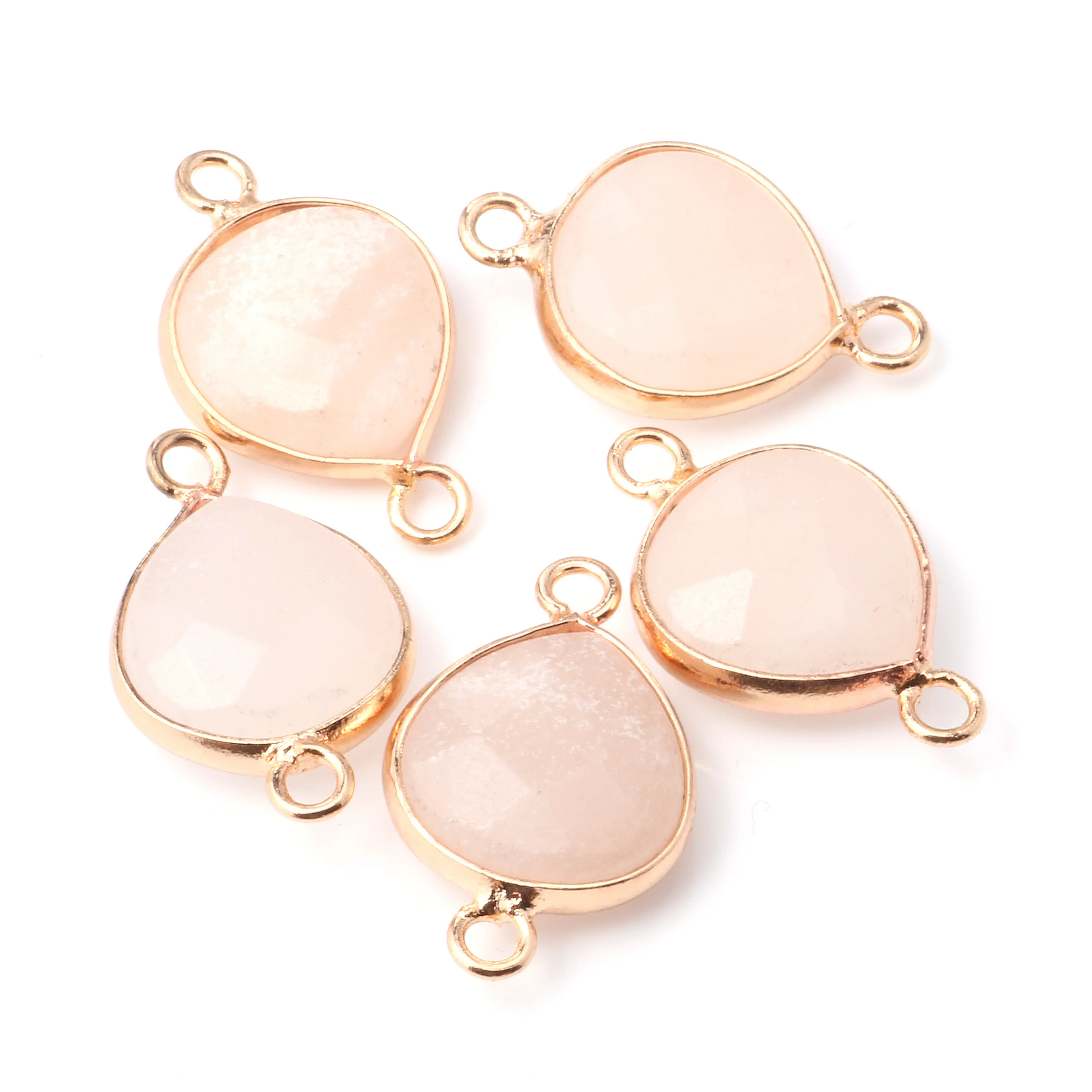 

Hot selling natural semi-precious stone drop-shaped cut bread edge connector Loose Beads For Jewelry Making Necklace Bracelet