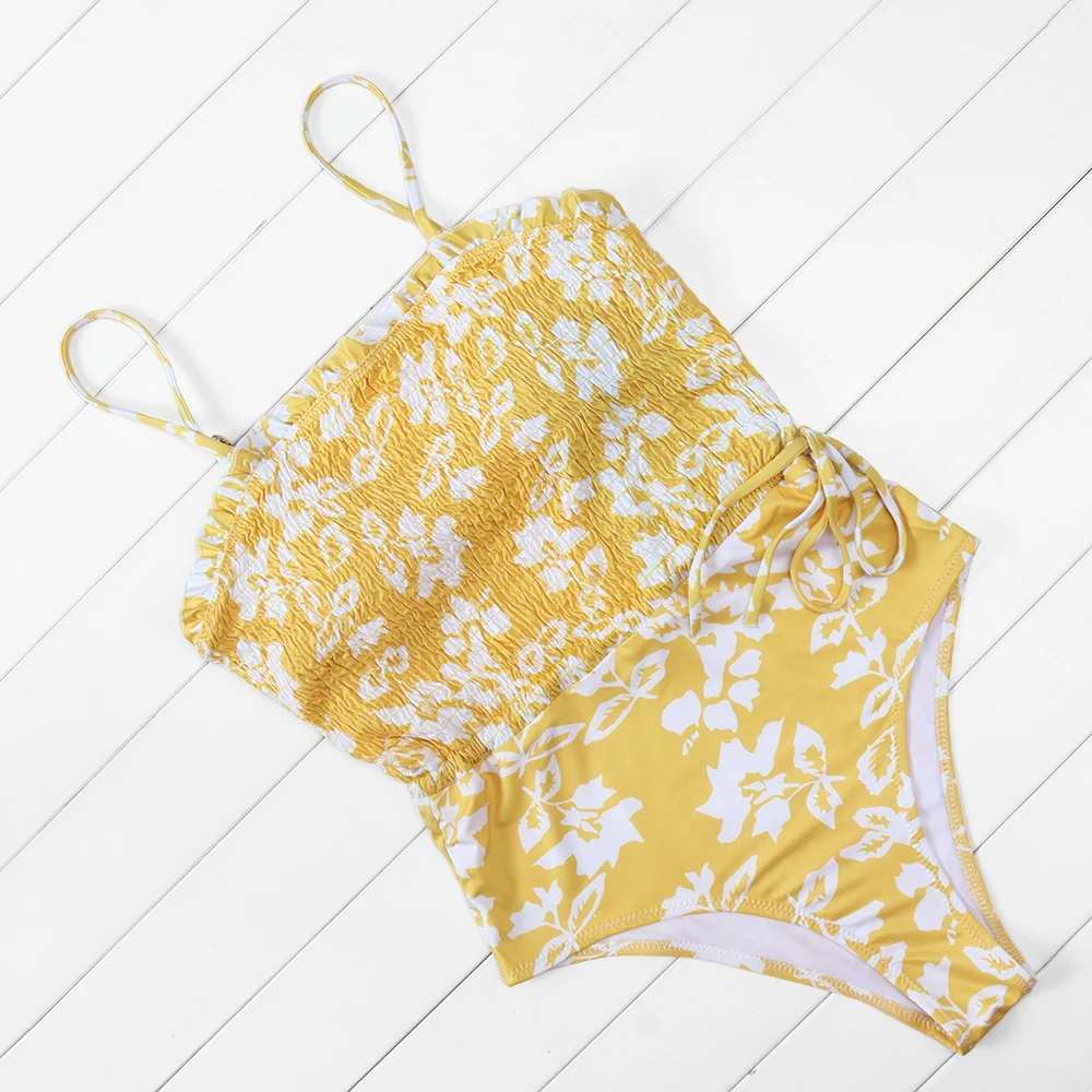 Женский слитный купальник OMKAGI купальный костюм с цветочным принтом