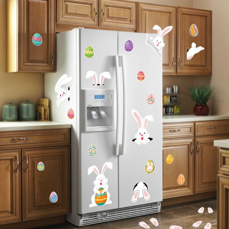 

Easter Wall Sticker Happy Cartoon Rabbit Egg Home Decoration Removable Sticker for Wall Window Decor Bedroom Living Room Decorat
