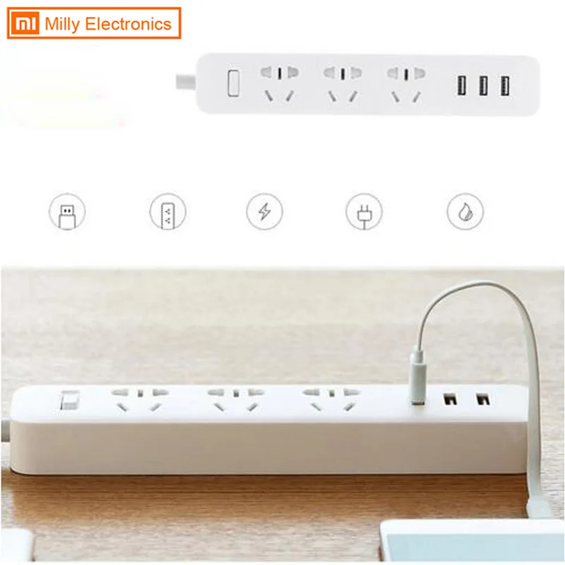 Оригинальная смарт вилка XiaoMi 3 Mi Адаптивная лента питания с USB удлинителями