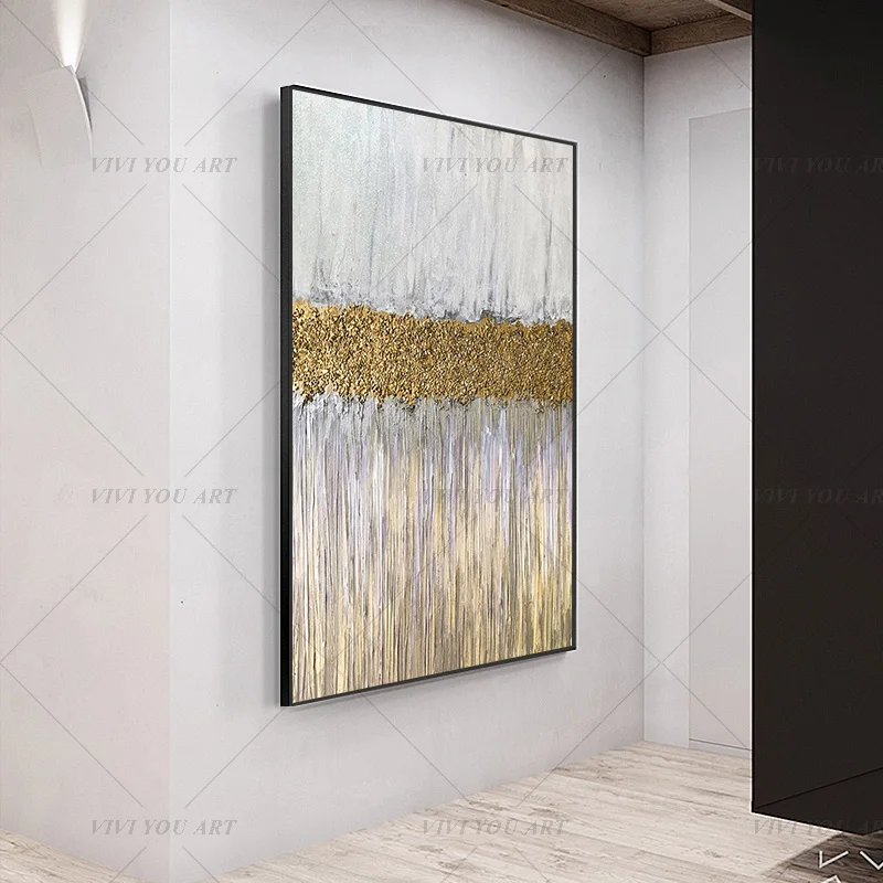 100% ручная работа Золотой Серебряный абстрактный Рисунок современное искусство