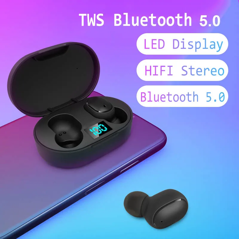 BEESCLOVER E6S TWS Беспроводные Bluetooth 5,0 наушники 6D стерео светодиодный дисплей наушники IPX5 Водонепроницаемый для iPhone huawei samsung d40
