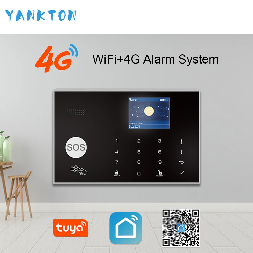 Tuya 433 МГц беспроводной Wi-Fi 4G& 3g домашняя система охранной сигнализации 11 языков охранная сигнализация хост приложение пульт дистанционного управления для Android и IOS